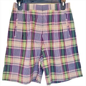 Vintage IZOD Club Purple Green Plaid Women's Shorts Size 12 - Preppy 1980s 1990s